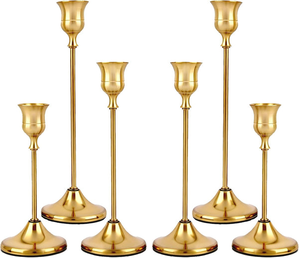 Brass Taper Candle Holders, Set of 6
