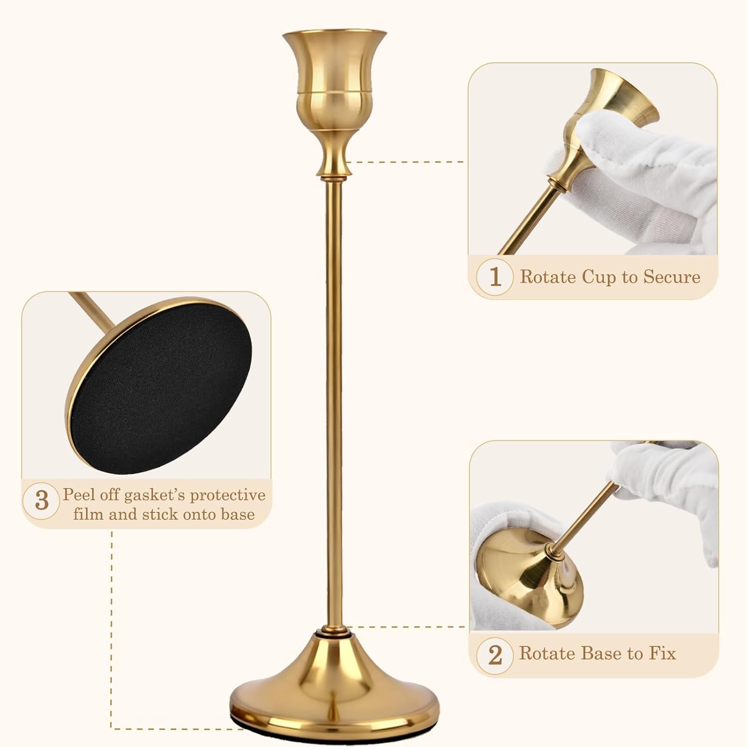 Brass Taper Candle Holders, Set of 6
