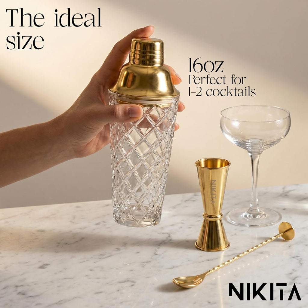 Gold Cocktail Shaker Kit, 5 Pieces