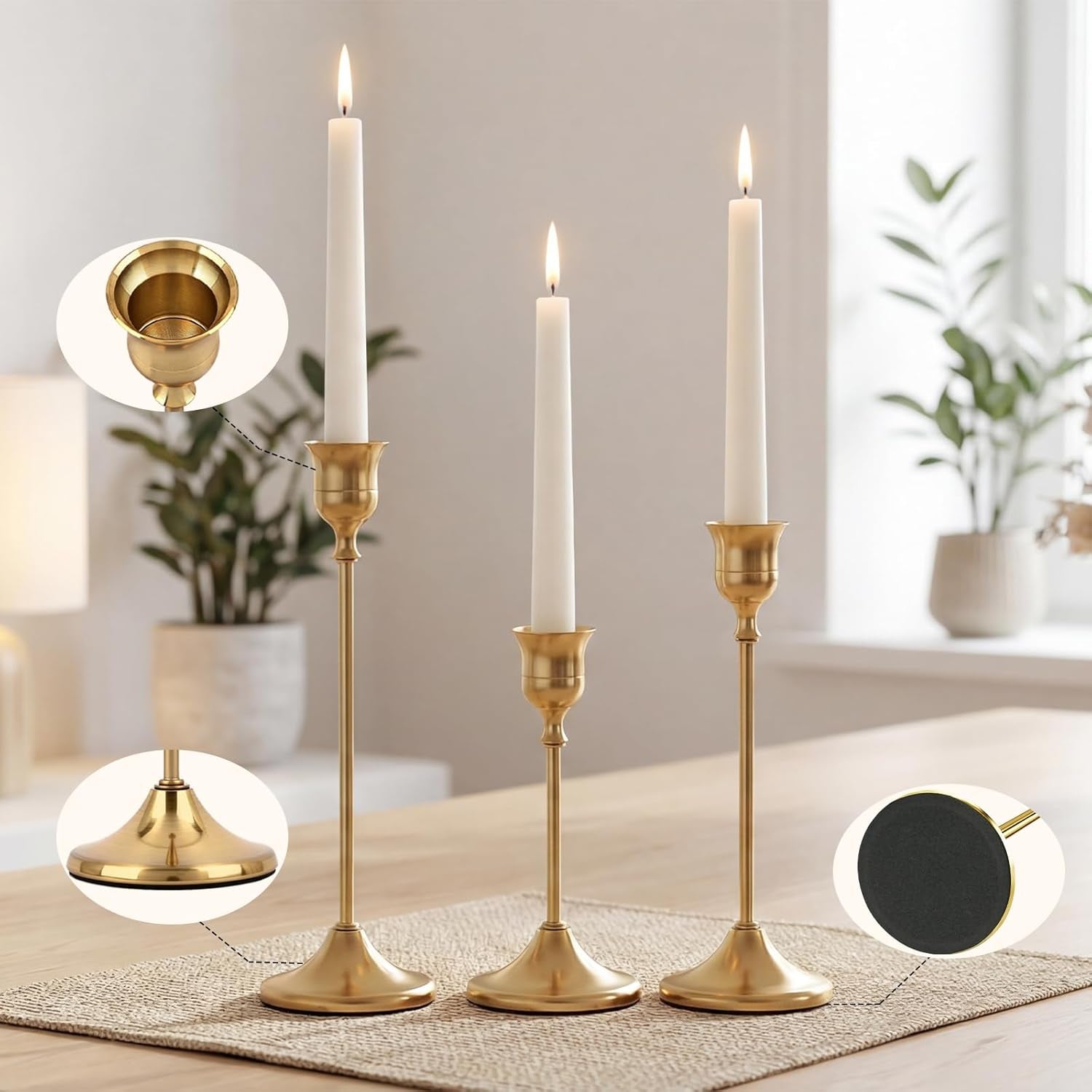 Brass Taper Candle Holders, Set of 6