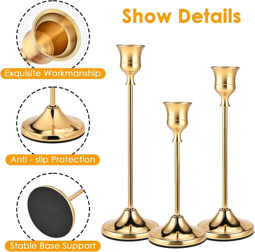 Brass Taper Candle Holders, Set of 12