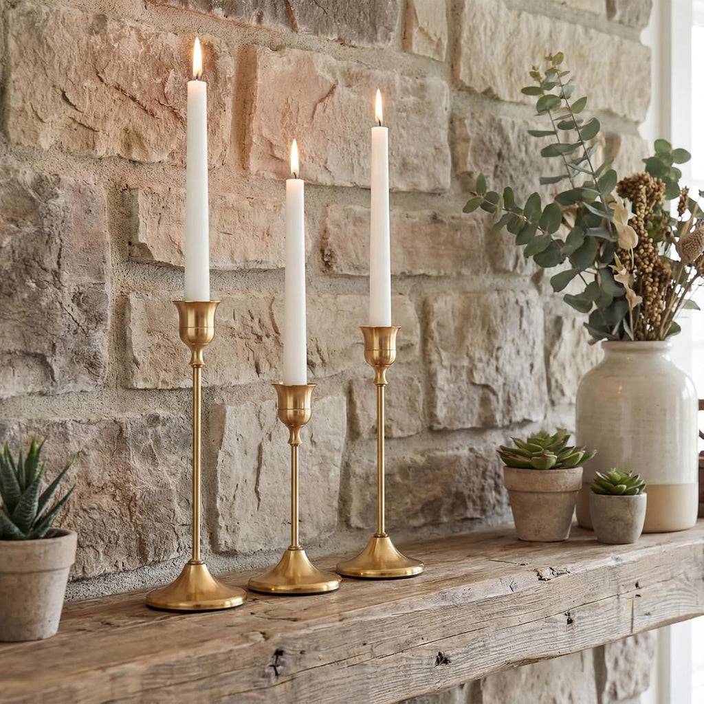 Brass Taper Candle Holders, Set of 6