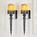 Black Metal Candle Wall Sconces, Set of 2