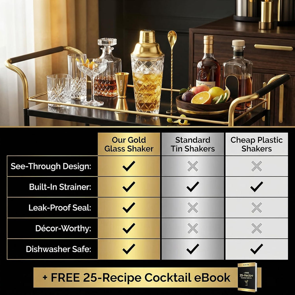 Gold Cocktail Shaker Kit, 5 Pieces