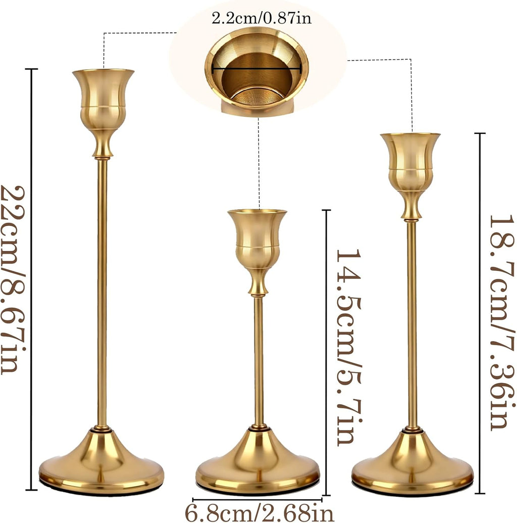 Brass Taper Candle Holders, Set of 6