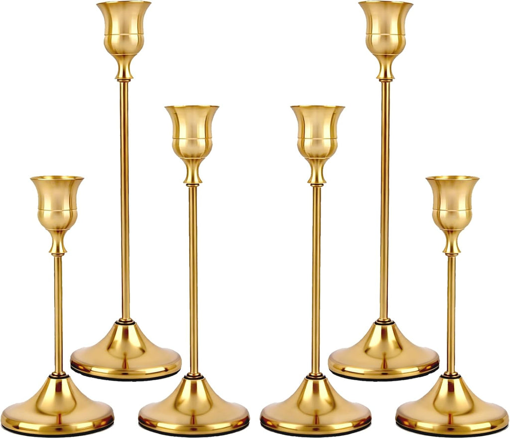 Brass Taper Candle Holders, Set of 6