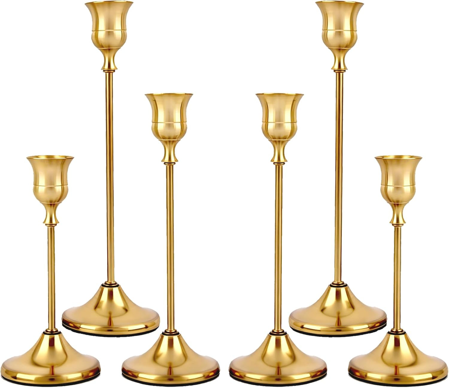 Brass Taper Candle Holders, Set of 6