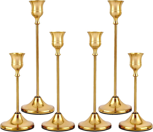 Brass Taper Candle Holders, Set of 6