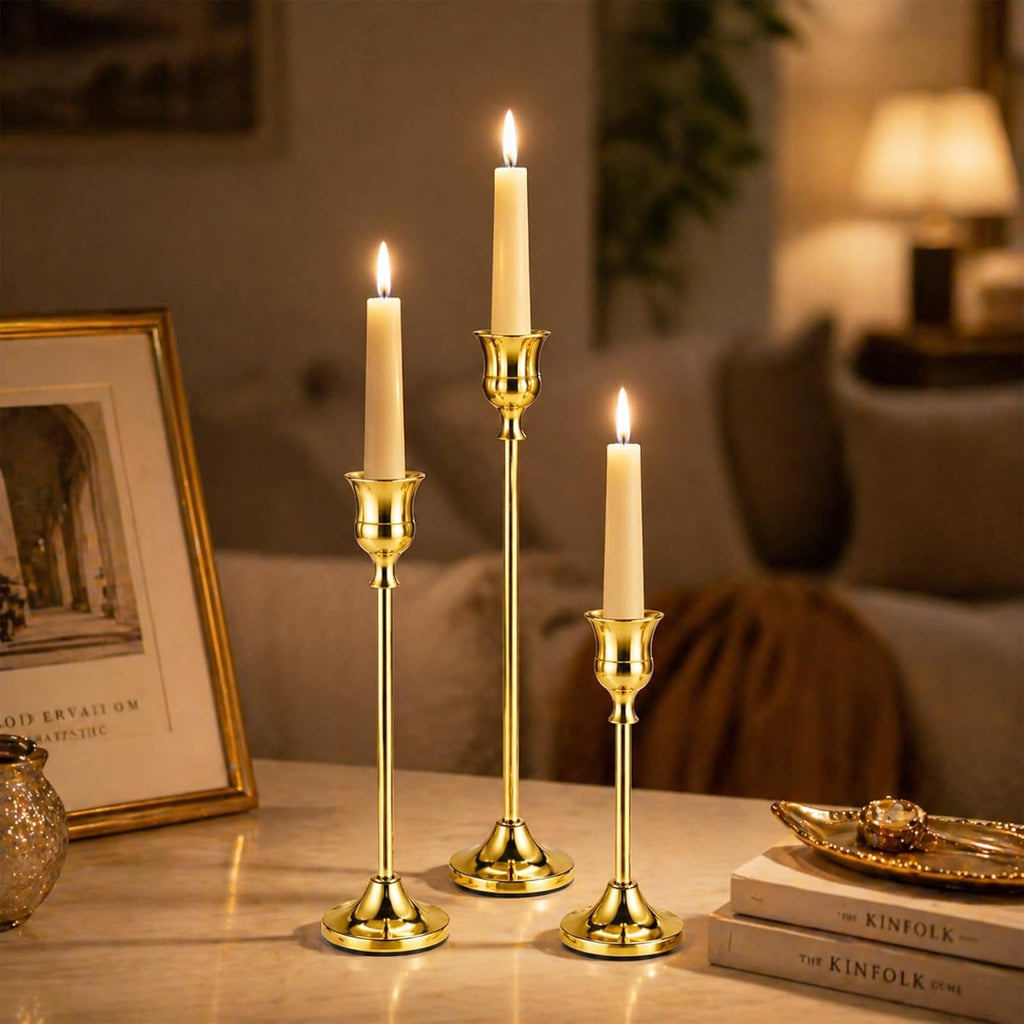 Brass Taper Candle Holders, Set of 12