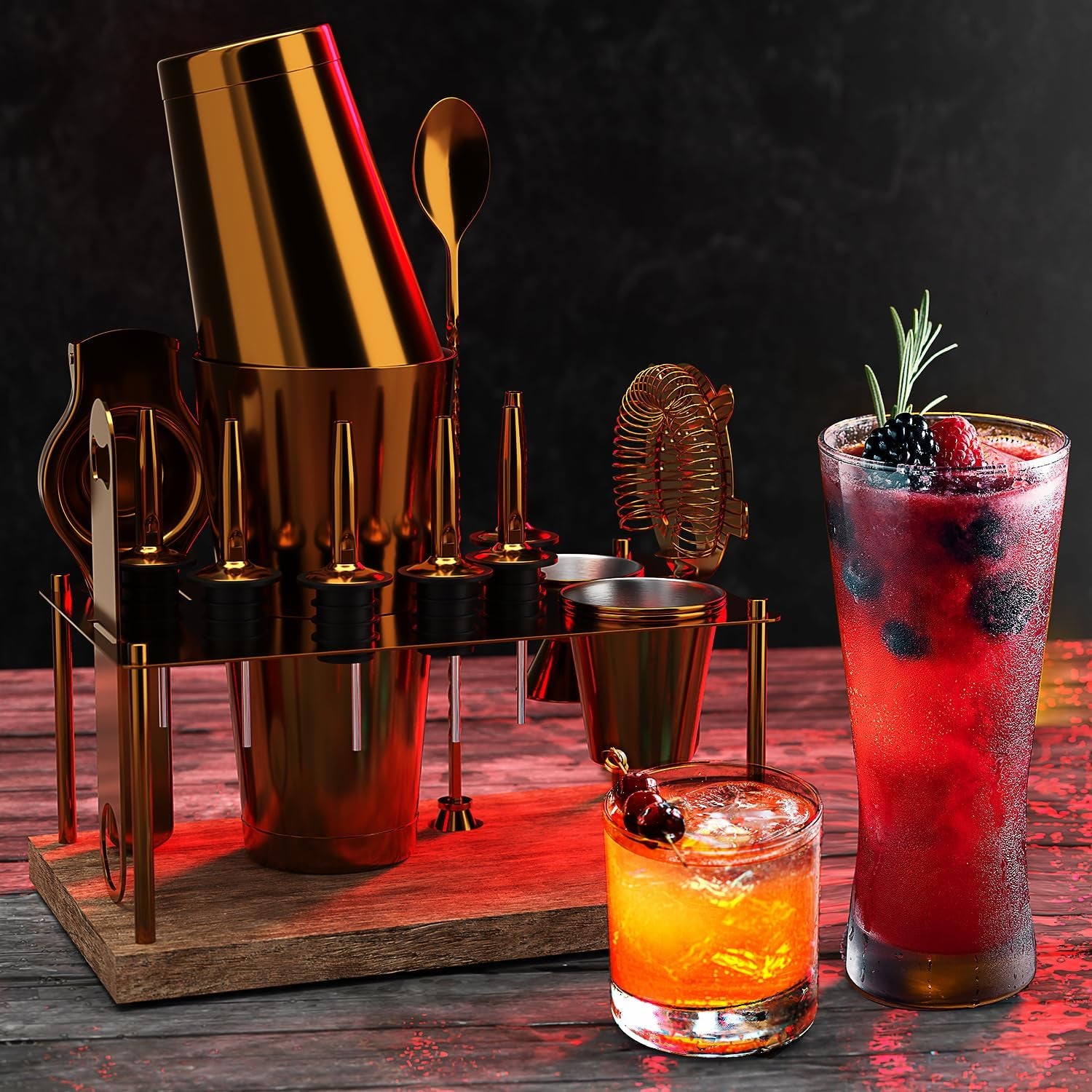 Gold Cocktail Set, 17 Pieces