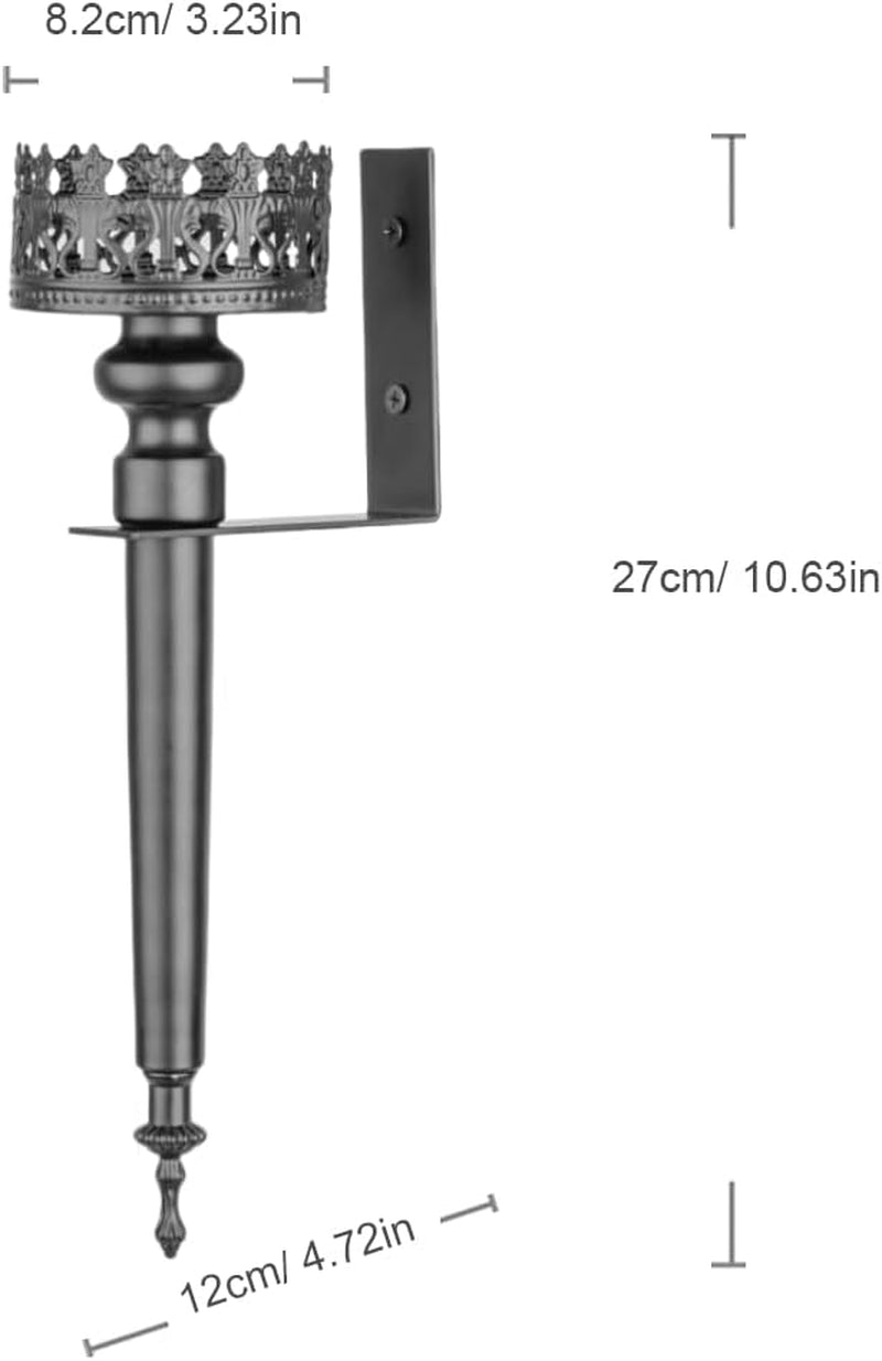 Black Metal Candle Wall Sconces, Set of 2