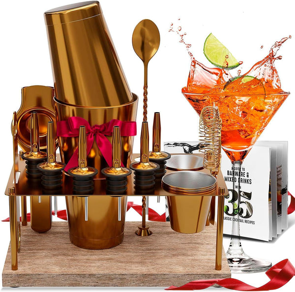 Gold Cocktail Set, 17 Pieces