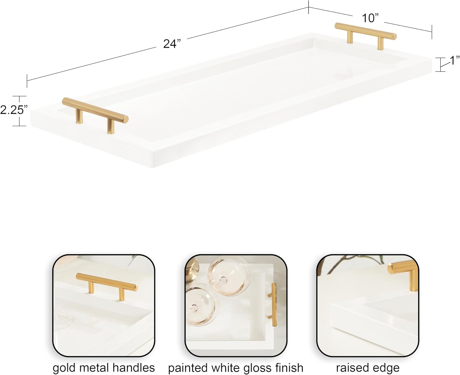 White & Gold Serving Tray