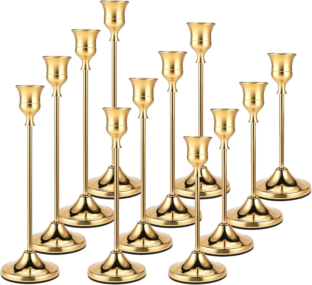 Brass Taper Candle Holders, Set of 12