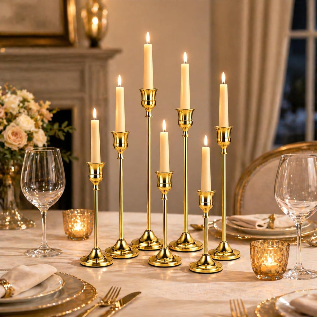 Brass Taper Candle Holders, Set of 12