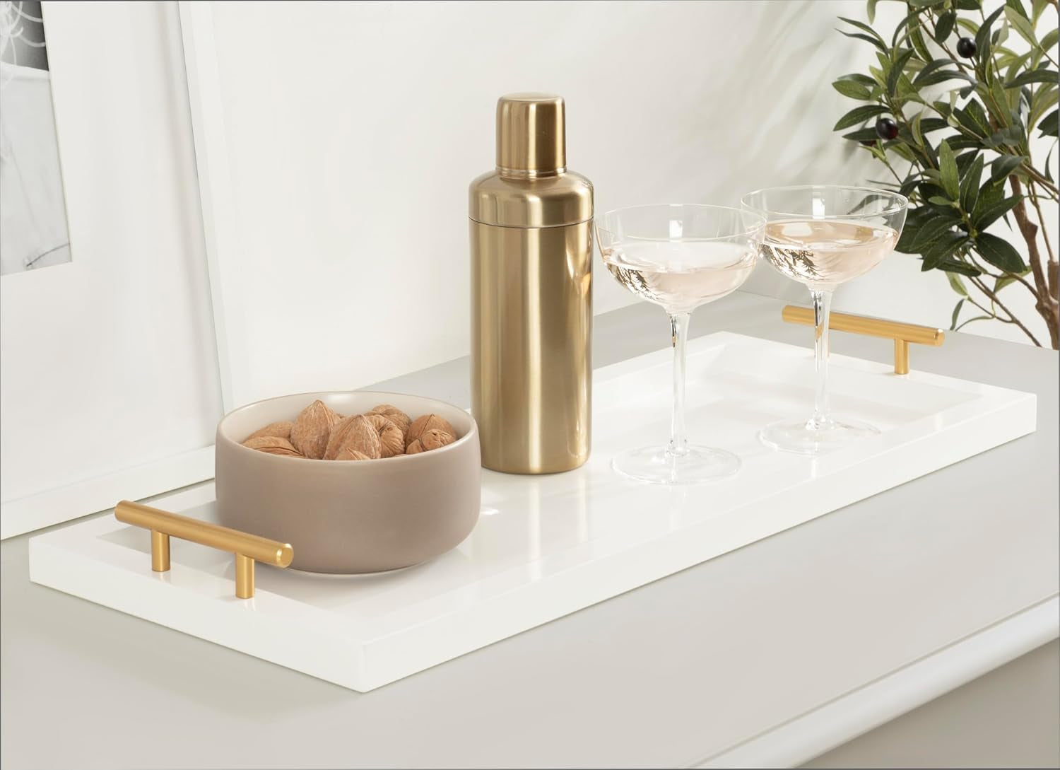 White & Gold Serving Tray