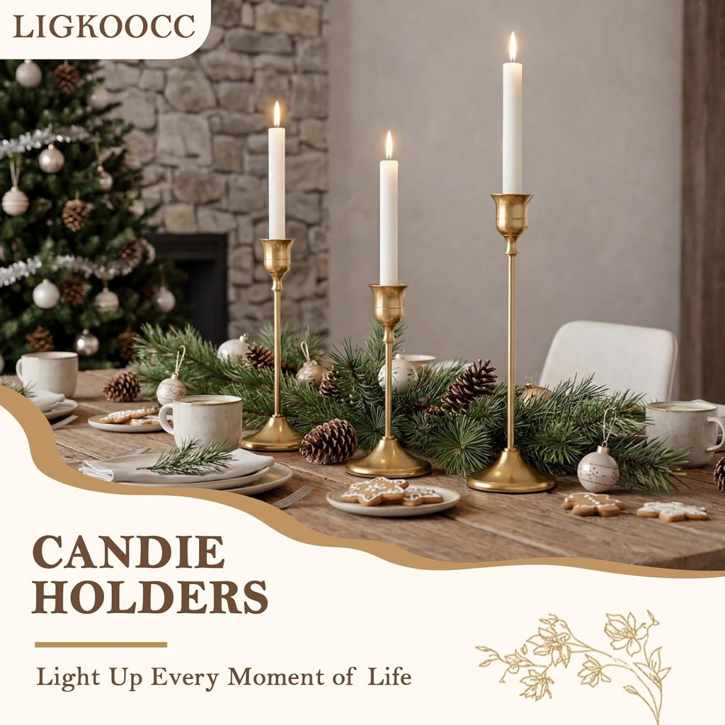 Brass Taper Candle Holders, Set of 6