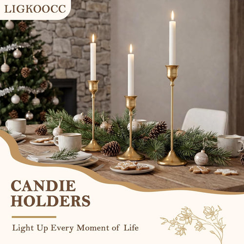 Brass Taper Candle Holders, Set of 6