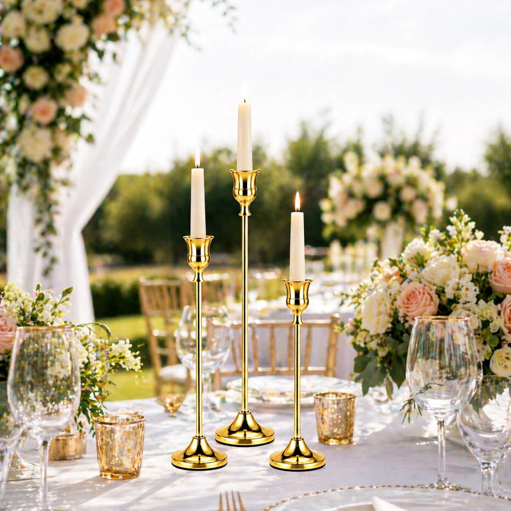Brass Taper Candle Holders, Set of 12