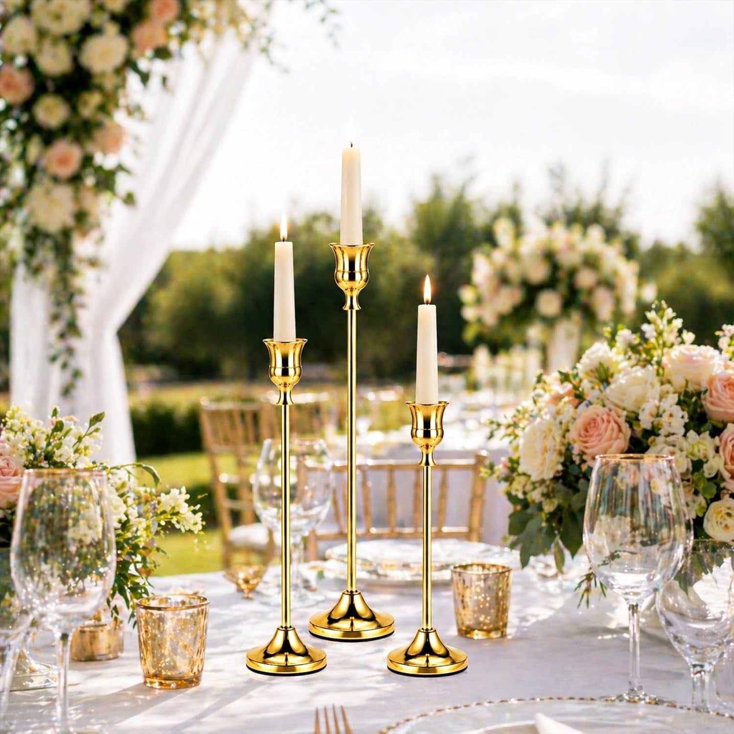 Brass Taper Candle Holders, Set of 12