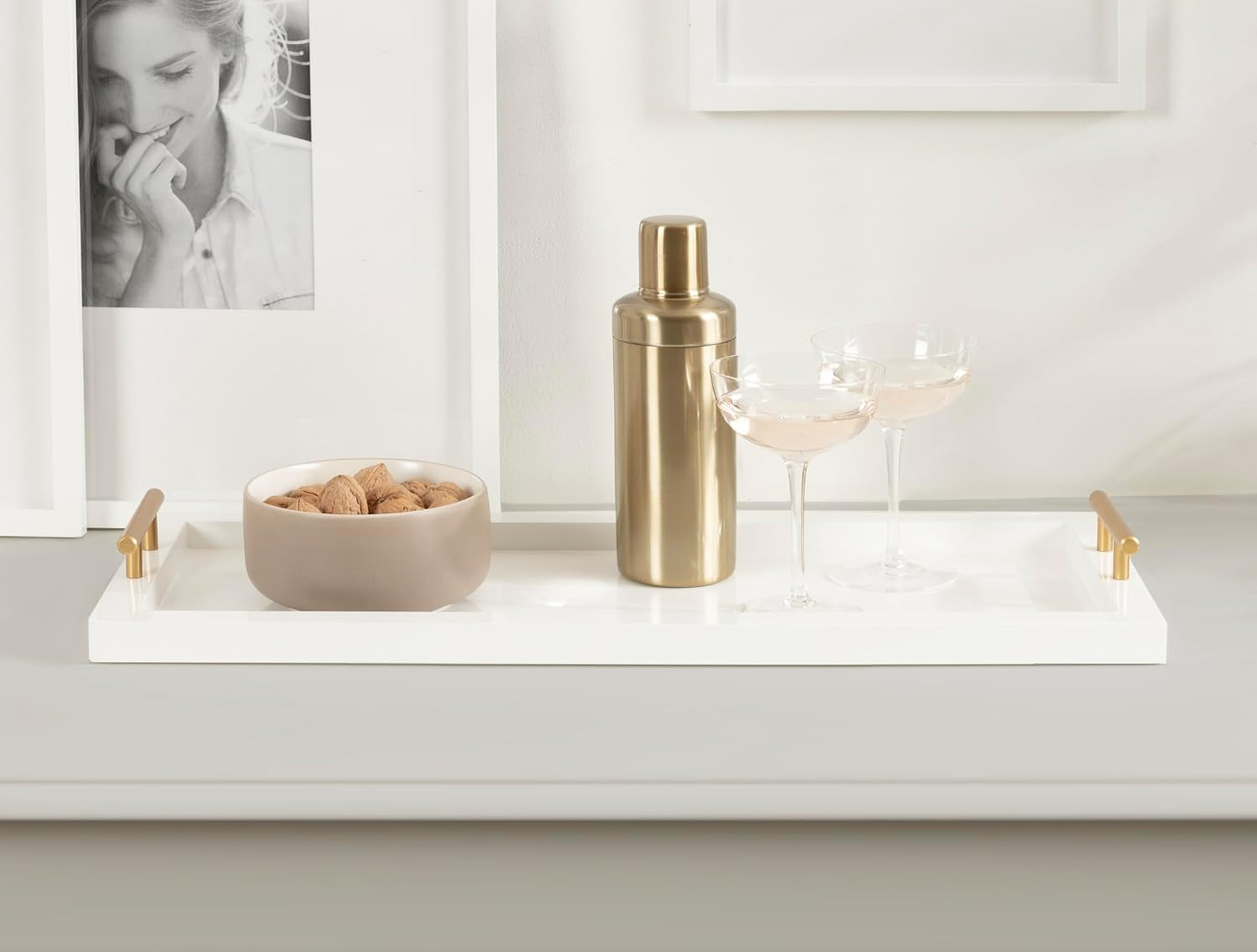 White & Gold Serving Tray